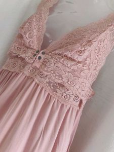 Lace Trimmed Pink Nightgown(maternity)