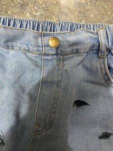 Cross Print Denim Jeans