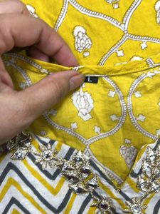 Yellow Printed Kurta Pant Set