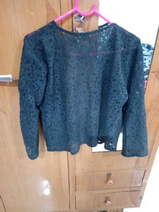 Beautiful Rose Pattern Black Fancy Shrug