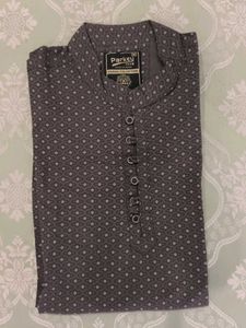 Men's Grey Polka Dot Kurta