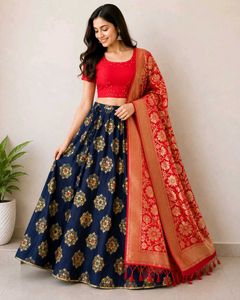 Beautiful Blue & Red Lehenga Choli
