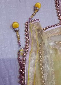 Elegant heavy Yellow Dupatta with Pearl