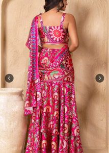 Vibrant Gujarati print double layer saree