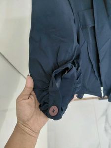 elegant Navy Blue Button-Up Top