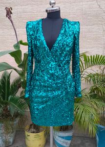 Stunning Emerald Sequin Wrap Dress
