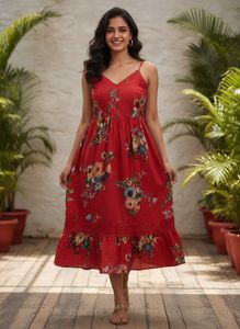 Red Floral Summer Dress