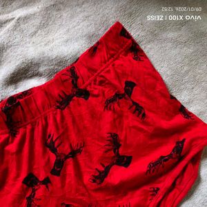 Red Pajama Shorts with Black Print