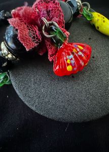 Blown glass charm n crystal bracelet combo