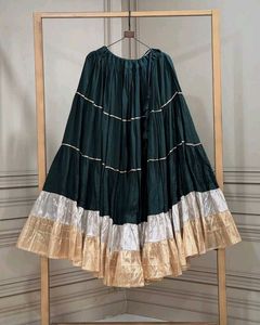 Black Tiered Maxi Skirt with Gold &amp; Silver Trim