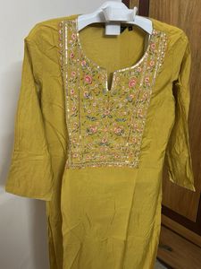 Beautiful Yellow Embroidered Kurta Set