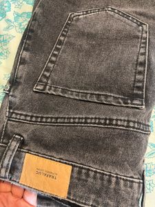 Washed Black Denim Slit Skirt
