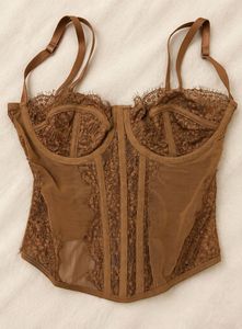 Brown Corset Top with Spaghetti Straps
