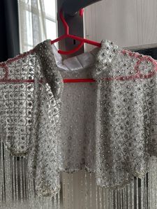 Embellished Net Cape with Tassels