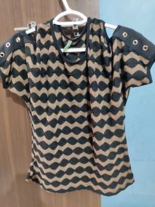 Black And Brown Women Party Wear Top