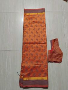 Orange Saree with Blouse