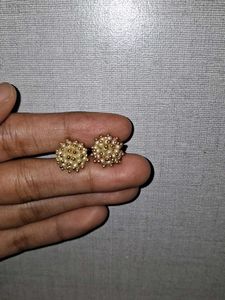 Elegant Pearl & Gold Stud Earrings