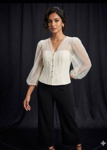 Elegant Off-White Textured Blouse