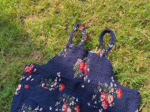 Navy Blue Floral Top