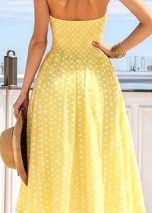 Yellow Polka Dot Halter Dress