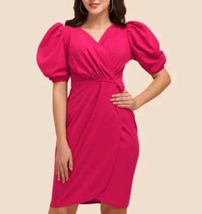 Puff Sleeve Wrap Dress