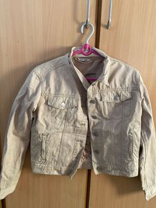 Classic Beige embroidered Denim Jacket