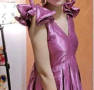 Elegant Pinkish Bow Detail Gown