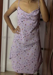 Lavender Floral Print Slip Dress