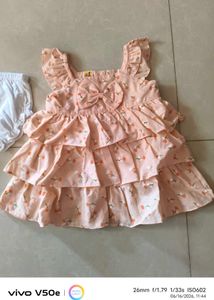 Adorable Peach Cherry Print  with Ruffles fro