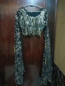 🖤 Black Golden Embroidered Party Wear Dress