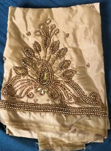 Aari work blouse material piece golden clr