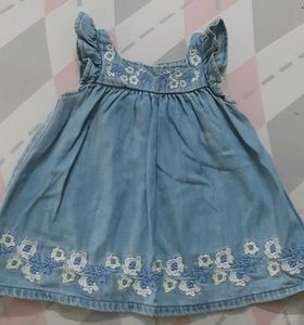 Cute Embroidered Denim Dress for 9 mnths baby