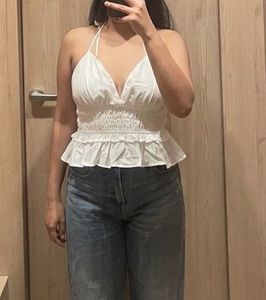 White Summer Smocked Halter Top
