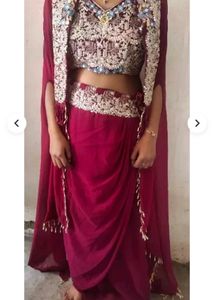 Indo Western Crop Top , Shrug With Bottom