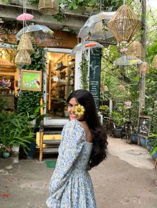 Chic Floral Puff Sleeve Dress ( with FREE gift😍)