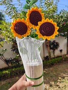 Crochet  Bouquet- 3 sunflower nos