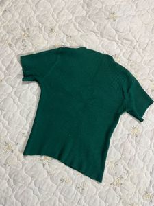 Emerald Green Ribbed Short Sleeve Top