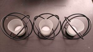 Modern Black Metal Candle Holder Set