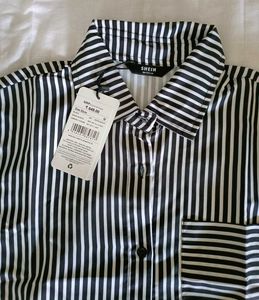 Striped Button-Down Shirt with Ruffled Cuffs