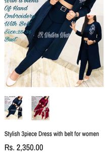 Stylish 3piece Dress with belt for women