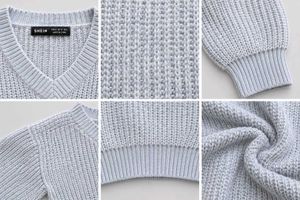 LIGHT BLUE V-NECK KNIT SWEATER