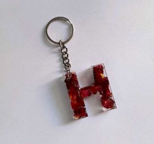 Resin Initial Keychains with Pressed Flowers