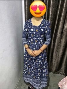 Bohemian Blue Elephant Print Dress