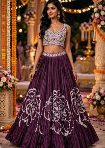 Elegant Black Floral Embroidered Lehenga