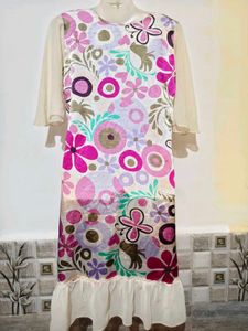 Vibrant Floral Print Dress Size S-M 34"-36"