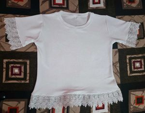White Lace Trimmed Top