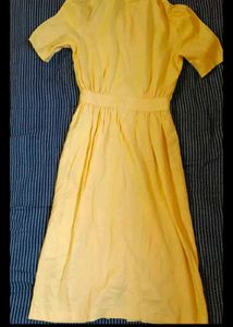 Yellow Button-Up Midi Dress