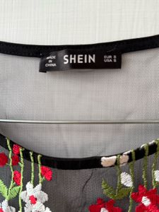 Embroidered Floral Sheer Mesh Top