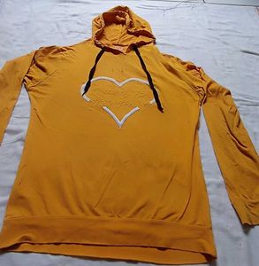 Yellow Heart Print Hoodie