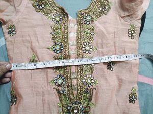 Peach kurti with pearls
